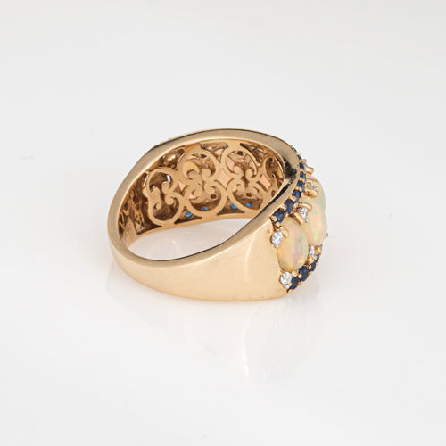 Bague 54 Bague en or jaune avec opale, saphir et diamant 58 Facettes G13968