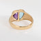 Bague Bague cœur en or jaune 14 carats, topaze bleue et améthyste, taille 6,5, bijou vintage 58 Facettes G13919