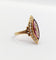 Bague marquise antique en or 18k, verre violet et perles