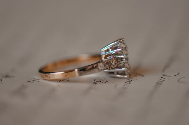 Bague 54 Bague Art Déco bicolore 58 Facettes