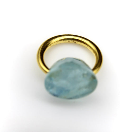 Bague 22K Gold Marie-Hélène de Taillac Milky Aquamarine Cabochon Ring 58 Facettes