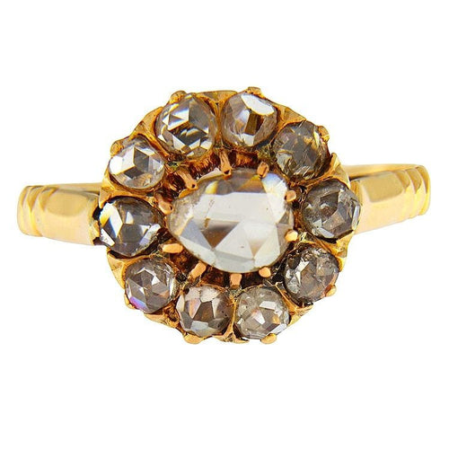 Bague 59 Bague en or jaune ornée de roses en diamants 58 Facettes G3859