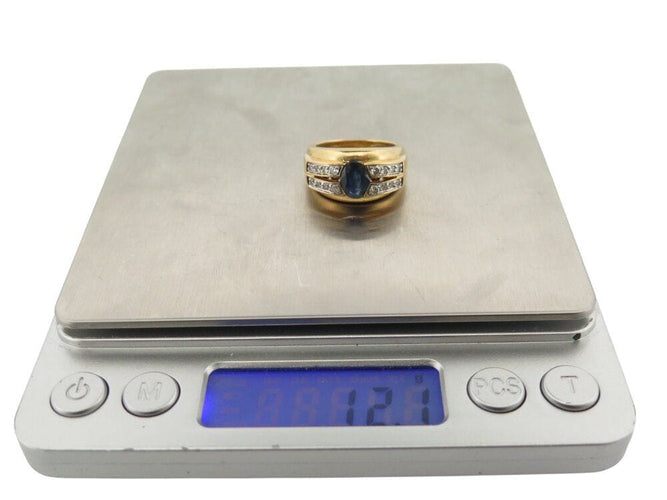 Bague 53 bague style art deco t53 saphir 1.65ct diamants 0.16ct or jaune 18k 12.2g 58 Facettes 268366