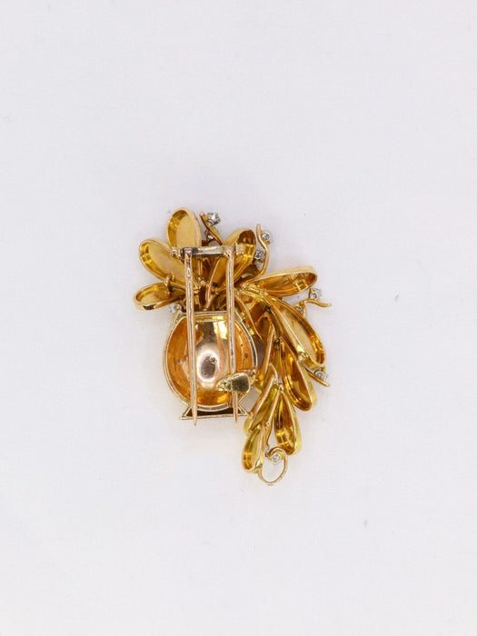 Broche Broche vintage pot de fleurs or jaune platine diamants 58 Facettes 1028.11