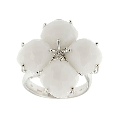 Blomster-ring med hvid onyx 