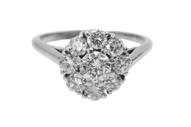 Pırlantalarla (1,68 ct) işlenmiş klasik beyaz altın yüzük 