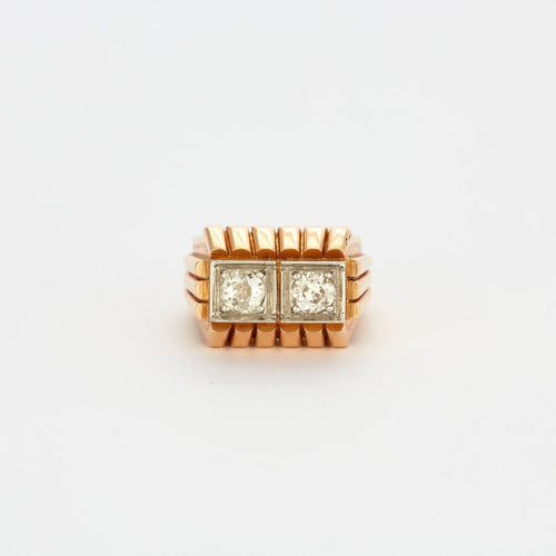 Bague 48 Bague chevalière godronnée diamants 58 Facettes 31300515