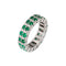 Double Row Emerald Diamond Eternity Ring Sz 7 Estate Platinum Gemstone Band 58 Facettes G14116