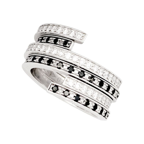 Bague 49 Bagues Dinh Van, "Spirale", or blanc, diamants et diamants noirs. 58 Facettes 33692