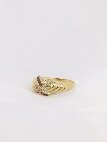 Bague 57 Bague jonc vintage or diamants rubis calibrés 58 Facettes J196