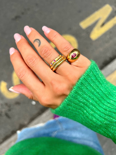 Anello con sigillo oro giallo Rubino Ovale 