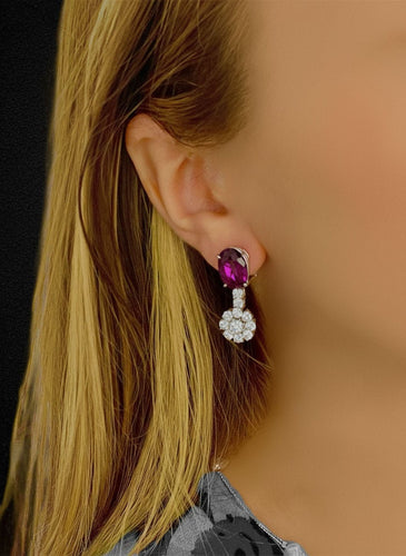 Boucles d'oreilles Boucles d'oreilles pendantes en améthyste et diamants 58 Facettes