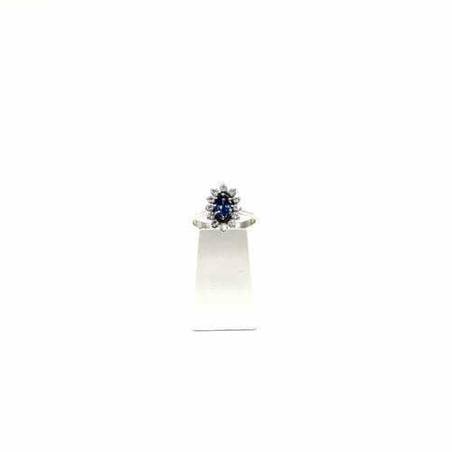 Bague 59 Bague or blanc, saphir et diamants 58 Facettes Z1351890