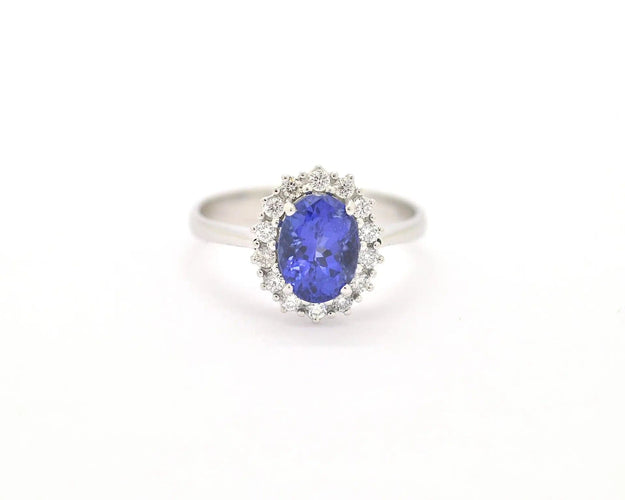 Bague Bague en or blanc avec tanzanite de 1,72 ct et diamants 58 Facettes 12244