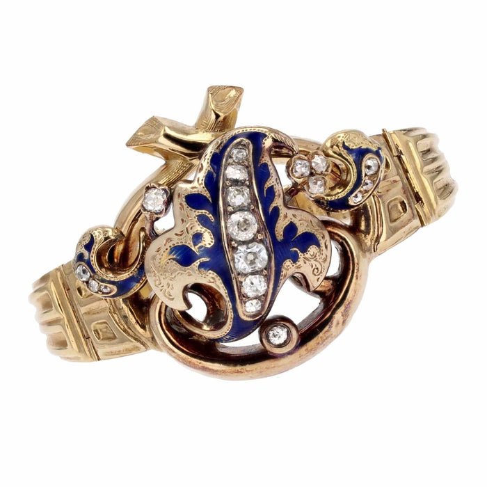 Bracelet Bracelet ancien or diamants émail Napoléon III 58 Facettes 24-140