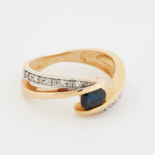 Bague 51 Bague or jaune - Saphir et Diamants 58 Facettes Ref 7145/12