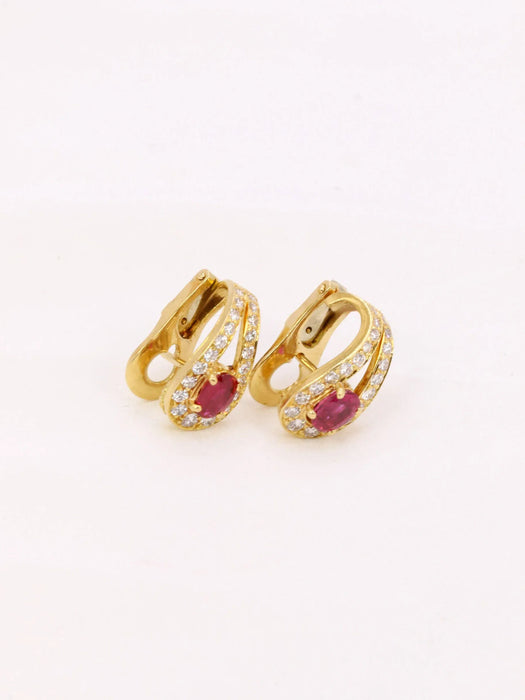 Vintage ruby diamond earrings 0.80 ct