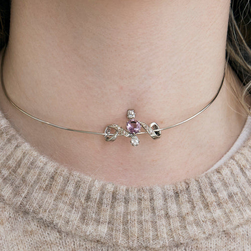 Collier COLLIER OR BLANC DIAMANTS ET AMETHYSTE 58 Facettes BO/240046