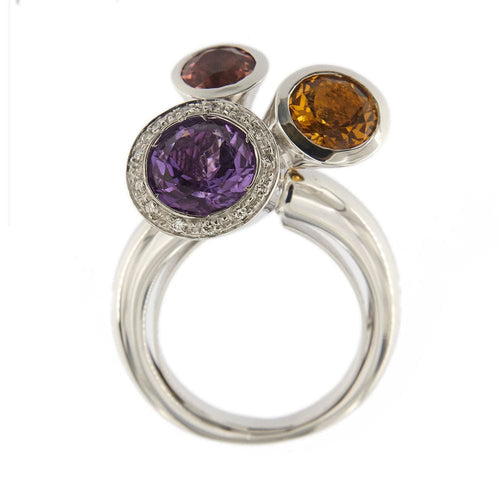 Bague 55 Bague avec pierres précieuses et diamants 58 Facettes 34070