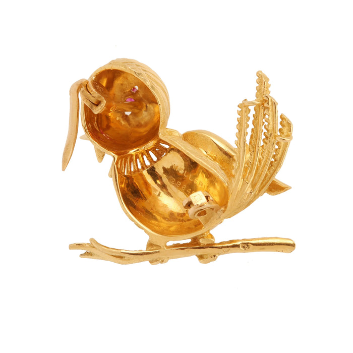Mellerio Dits Meller - Yellow Gold Ruby Chick Brooch