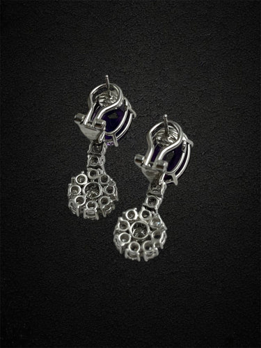 Boucles d'oreilles Boucles d'oreilles pendantes en améthyste et diamants 58 Facettes