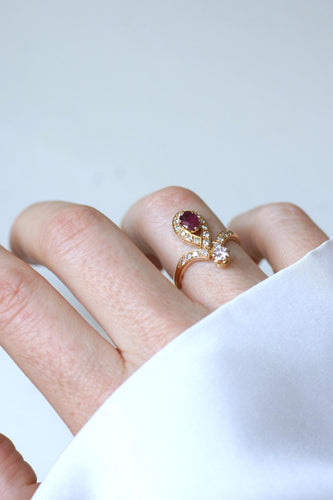 Bague 53 Bague Duchesse Diamants et Rubis sur Or Jaune 58 Facettes