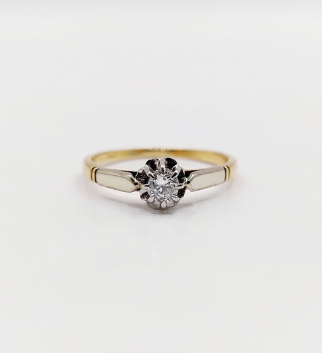 Bague 51 Bague solitaire art deco or 18k diamant de 0,15 carats 58 Facettes A05975