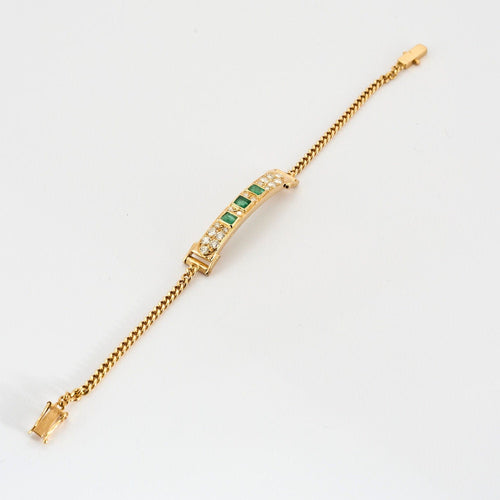 Bracelet Bracelet Gourmette Or Jaune, Émeraudes et Diamants 58 Facettes 240 772