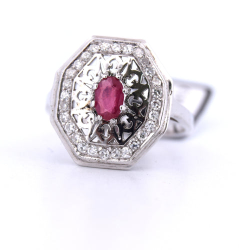 Anello rubino diamanti Art Déco 58 Facettes