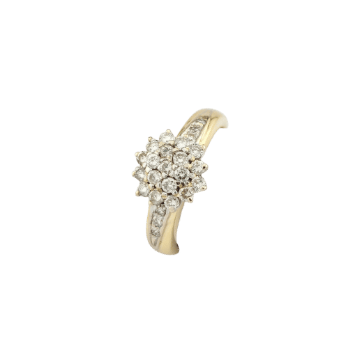 Bague 54 Bague motif floral en or jaune 18 carats et diamants 58 Facettes 32679