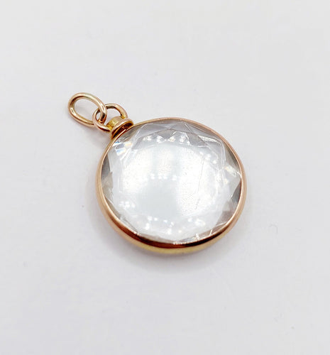 Pendentif Pendentif porte-photo reliquaire or jaune, verre facetté (circa 1900) 58 Facettes A06213