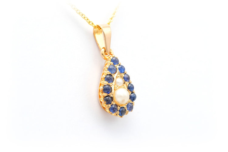 Pendentif Pendentif Art Déco en or jaune serti de perles et de saphirs 58 Facettes 22321