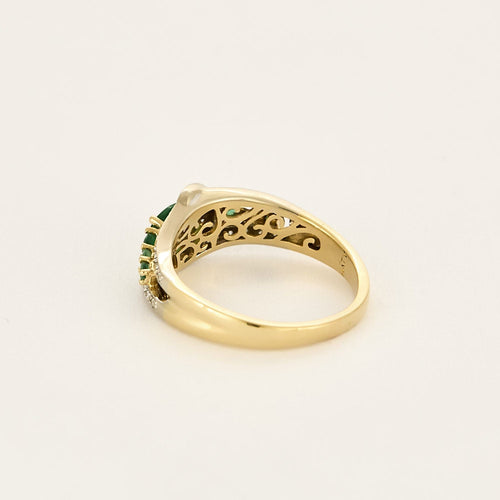 Bague 62 Bague en or jaune, émeraudes et diamants 58 Facettes GU263