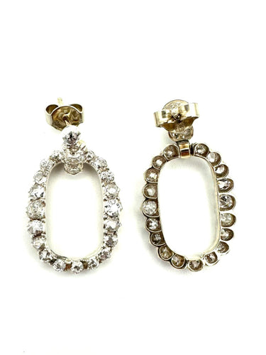 Boucles d'oreilles Boucles d'oreilles 19ème, or, argent et diamants 2ct 58 Facettes