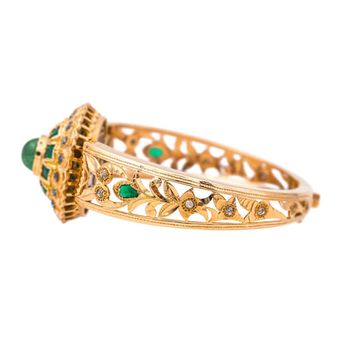 Bracelet Bracelet Manchette Or rose, Email Emeraude, Diamant 58 Facettes 4073051CN