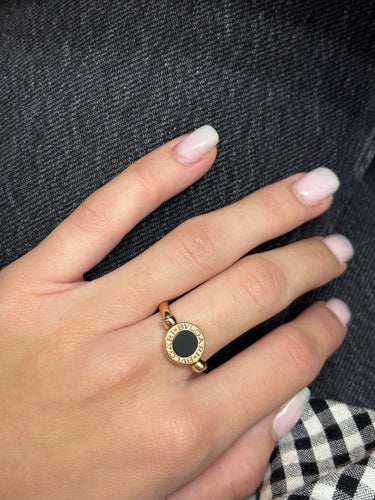 Bague 52 Bague Bulgari Réversible or rose onyx et nacre 58 Facettes 1069