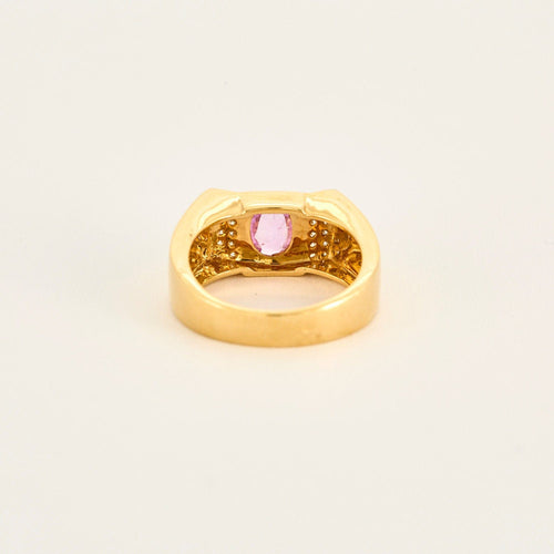 Bague 55.5 Bague or jaune saphir rose diamants 58 Facettes LP1054/12