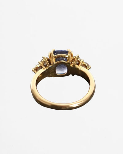 Bague 55 Bague jarretière saphir et diamants en or jaune 18 carats 58 Facettes