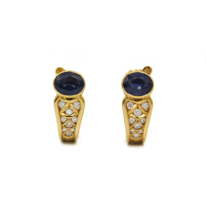 Boucles d'oreilles Boucles d'oreilles or jaune saphirs diamants 58 Facettes 220100R