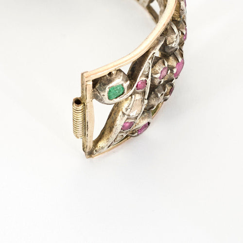 Antiikkinen kulta- ja hopearanneke Hopea rubiinit smaragdit timantit