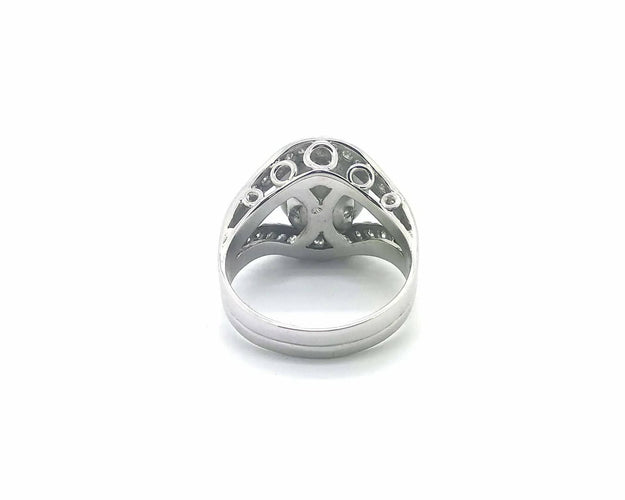 Bague Bague en or blanc avec perle de Tahiti et diamants 58 Facettes 6173