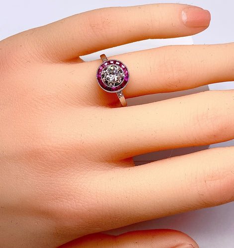 Bague 53 Bague Or blanc Diamants Rubis 58 Facettes AB242