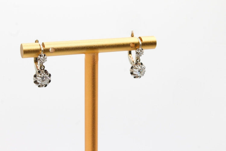 Boucles d'oreilles Boucles d'oreilles dormeuses or blanc diamants 58 Facettes 240657