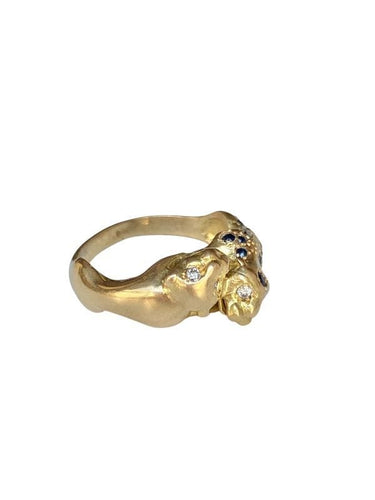 Bague 54 Bague en or jaune saphirs diamants 58 Facettes