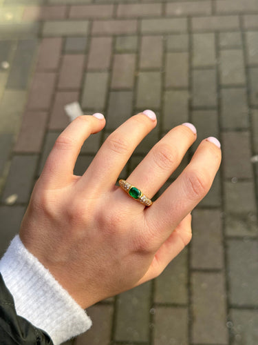 Bague 53 Bague vintage émeraude et diamant 58 Facettes
