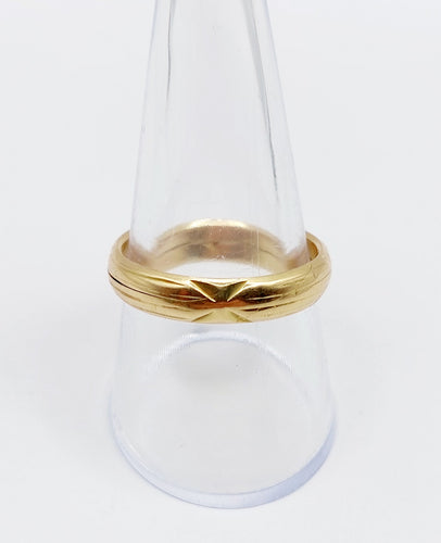 Bague 60 RARE Alliance jumelée or jaune finement ciselée, NON gravée (circa 1880) 58 Facettes A04721