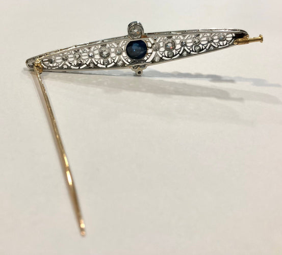 Broche Broche ancienne platine saphir et diamants 58 Facettes
