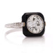 Bague Bague cible Art Déco en platine, onyx et diamant taille ancienne de 2 carats 58 Facettes JD-PP01