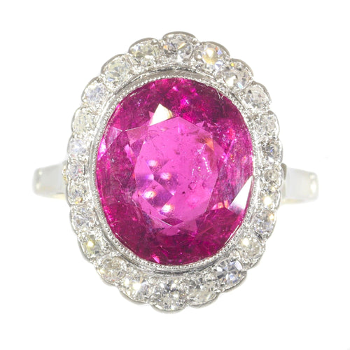 Bague 61 L'amour ardent incarné dans une bague de fiançailles vintage en rubellite 58 Facettes 21081-0285