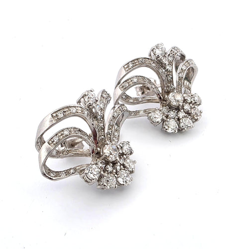 Boucles d'oreilles Boucles d'oreilles en platine avec diamants 58 Facettes